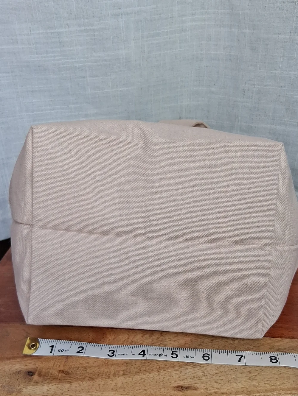 Trader Joe's Striped Mini Canvas Tote Bag Tan
